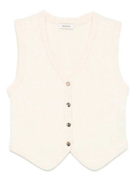  Sandro Ribbed Buttoned Cardigan - Neutrals 