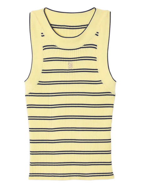  Sandro Ribbed Striped Tank Top - Yellow 
