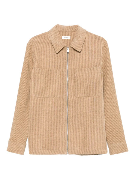  Sandro Ribbed Zip-front Shirt Jacket - Neutrals 
