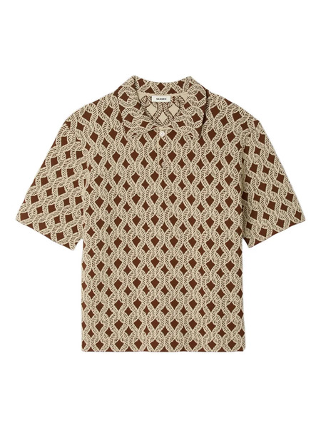  Sandro Rope Jacquard Polo Shirt - Brown 