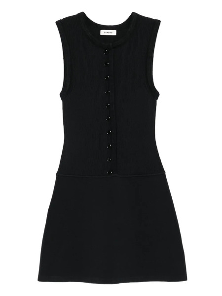  Sandro Round-neck Button-front Mini Dress - Black 