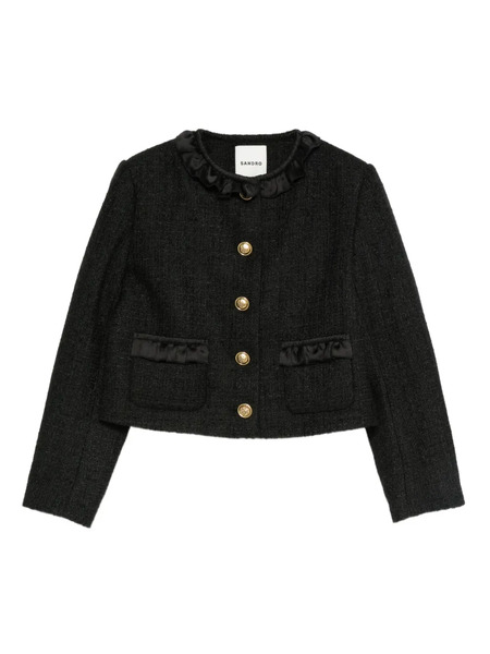  Sandro Ruffle Embellished Blazer - Black 