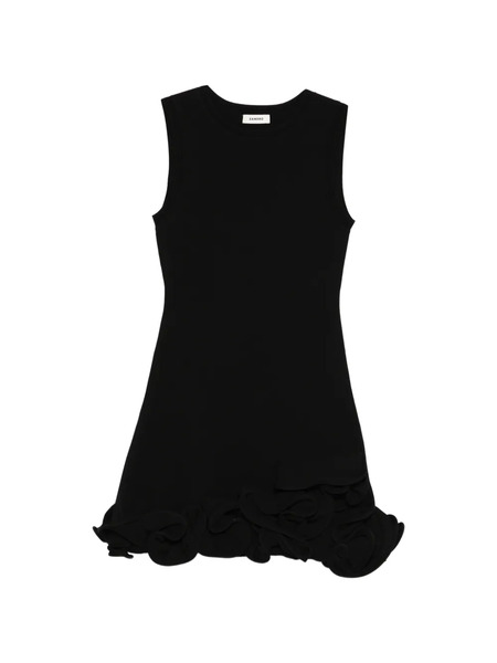  Sandro Ruffle Knitted Mini Dress - Black 