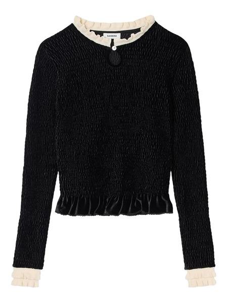  Sandro Ruffled-detail Blouse - Black 