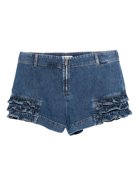  Sandro Ruffled-detail Denim Shorts - Blue 