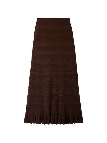  Sandro Ruffled Knitted Maxi Skirt - Brown 