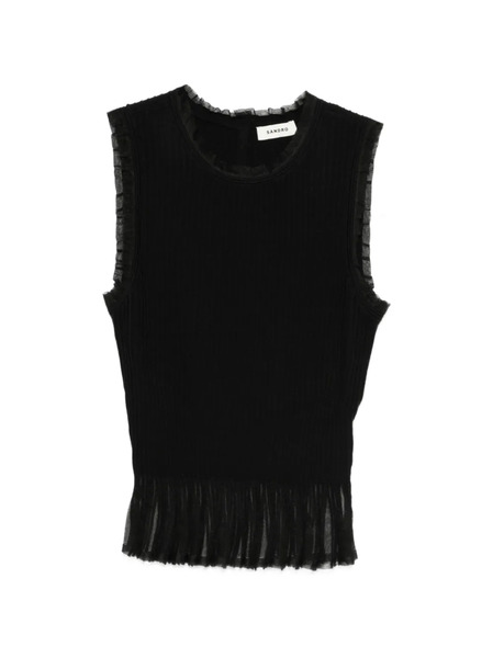  Sandro Ruffled Smocked Top - Black 