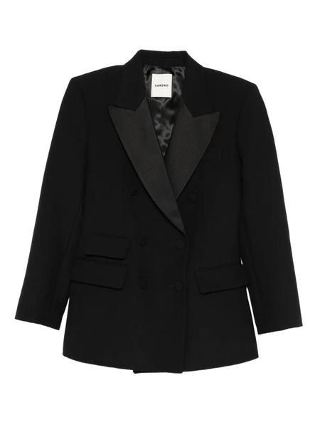  Sandro Satin-lapel Double-breasted Blazer - Black 