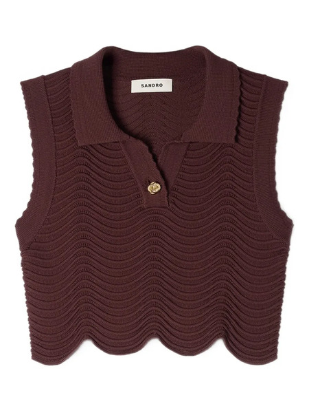  Sandro Scalloped-hem Single-button Top - Purple 