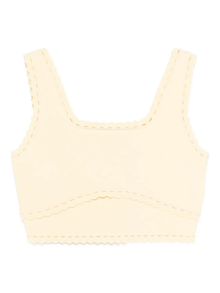  Sandro Scalloped-trim Crop Top - Yellow 