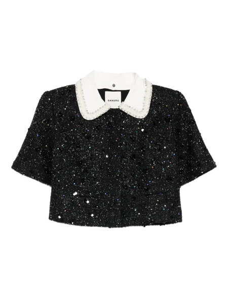  Sandro Sequin-embellished Cropped Jacket - Black 