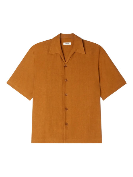  Sandro Shark-collar Short-sleeve Shirt - Brown 
