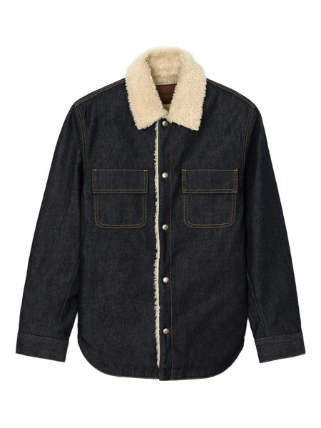  Sandro Shearling-collar Chest-pocket Jacket - Blue 
