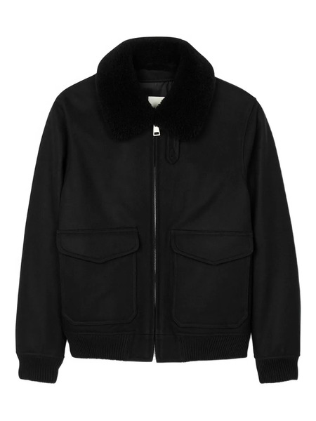  Sandro Shearling-collar Jacket - Black 