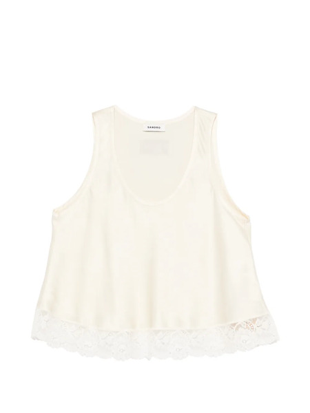  Sandro Sleeveless Lace-detail Top - Yellow 