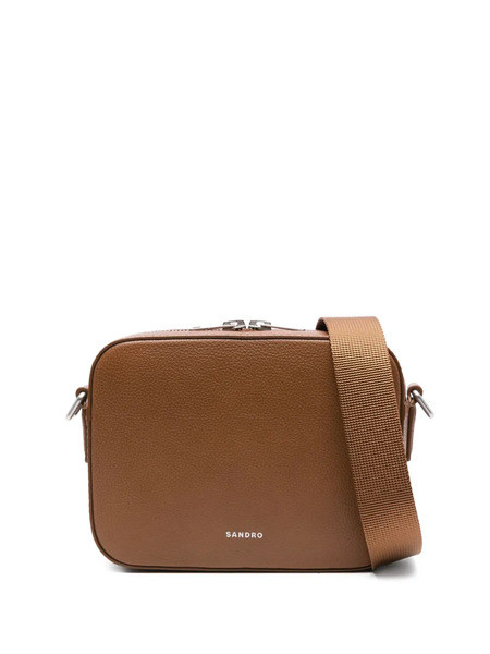  Sandro Small Grained Leather Messenger Bag - Neutrals 