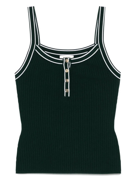  Sandro Stripe-trim Tank Top - Green 