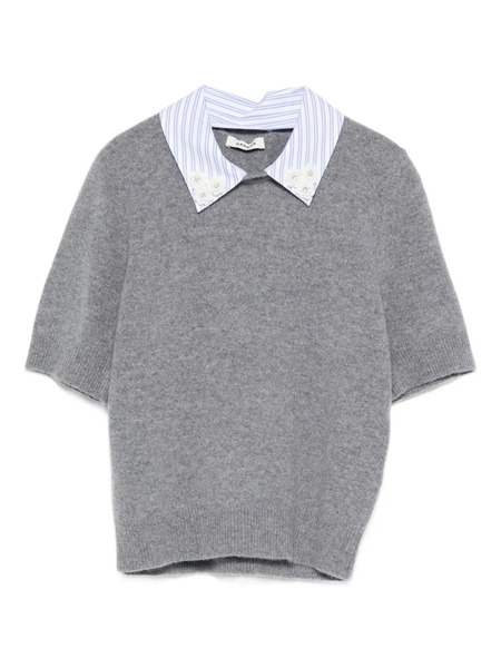  Sandro Striped-collar Top - Grey 