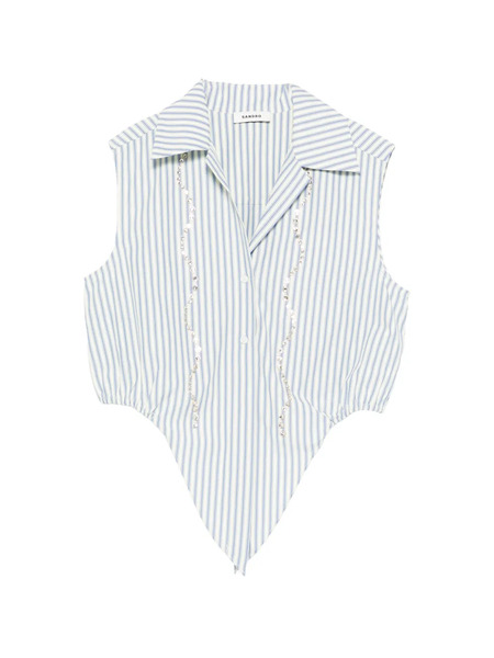  Sandro Striped-pattern Embellished Shirt - White 