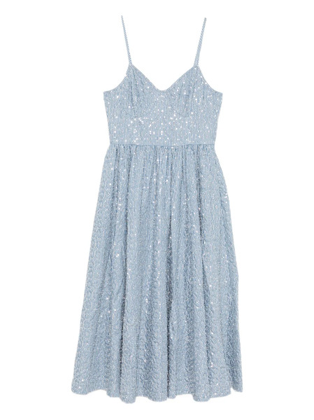  Sandro Striped-pattern Sequin-detail Midi Dress - Blue 