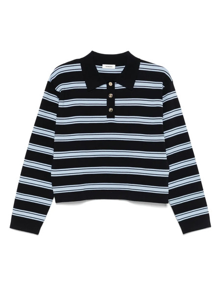  Sandro Striped Polo Top - Blue 