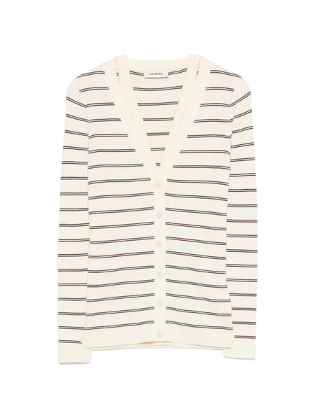  Sandro Striped V-neck Cardigan - Neutrals 