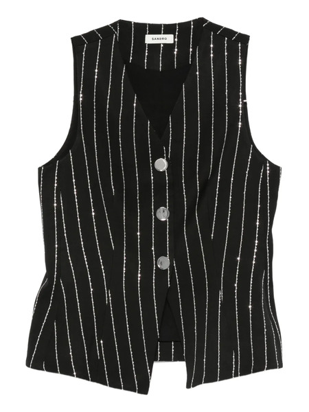  Sandro Striped Waistcoat - Black 