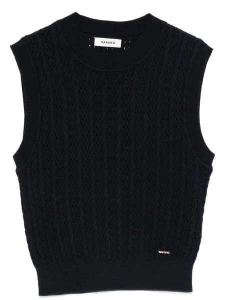  Sandro Textured-knit Sleeveless Top - Blue 