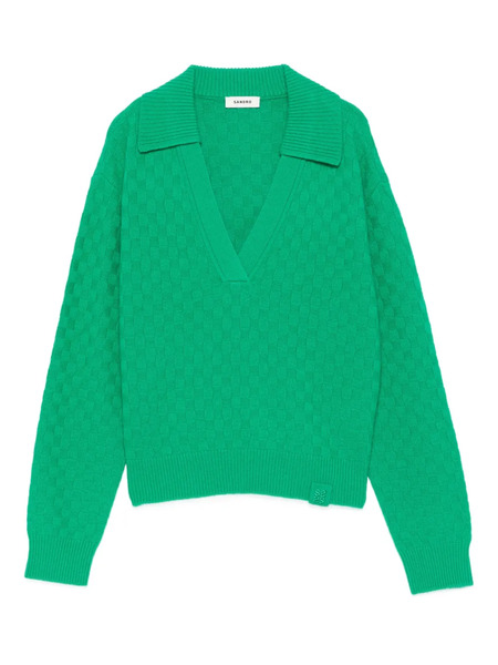  Sandro Textured V-neck Sweater - Green 