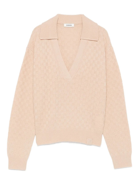  Sandro Textured V-neck Sweater - Neutrals 