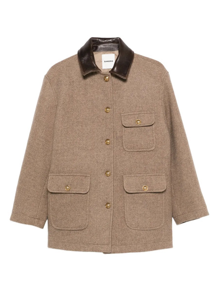  Sandro Tweed Single-breasted Coat - Brown 