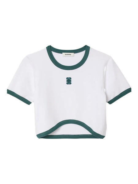  Sandro Two-tone Crop T-shirt - White 