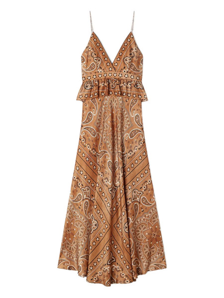  Sandro V-neck Paisley-pattern Maxi Dress - Brown 