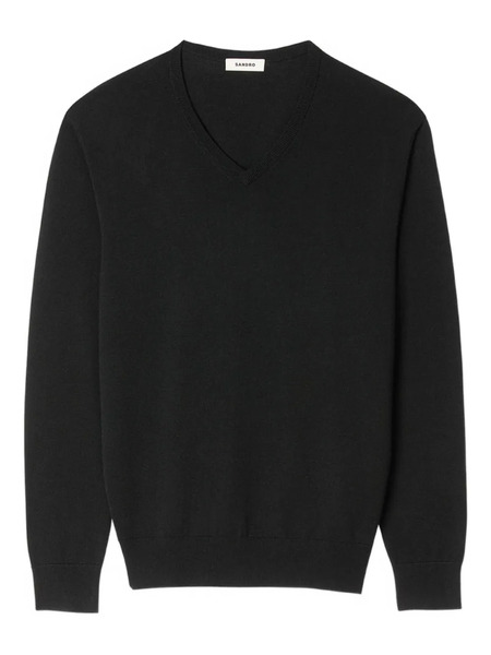  Sandro V-neck Wool Sweater - Black 