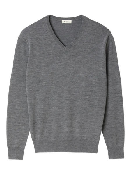  Sandro V-neck Wool Sweater - Grey 