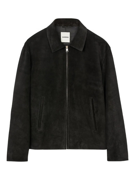  Sandro Zip-front Suede Jacket - Black 