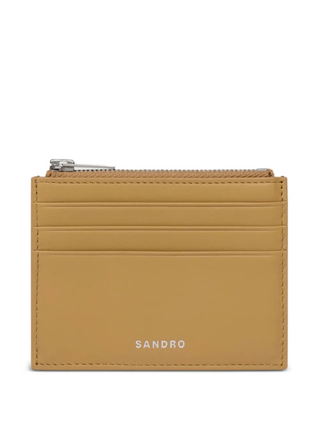  Sandro Zipped Leather Cardholder - Neutrals 