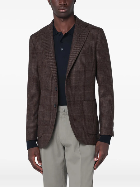  Santaniello Single-breasted Checked Blazer - Brown 