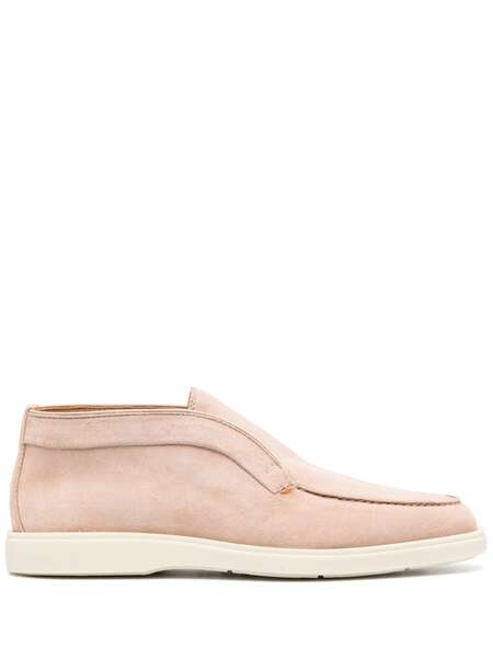  Santoni Almond-toe Suede Boots - Neutrals 