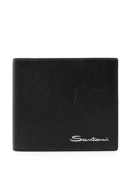  Santoni Bi-fold Leather Wallet - Black 