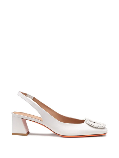  Santoni Buckle Slingback Pumps - White 