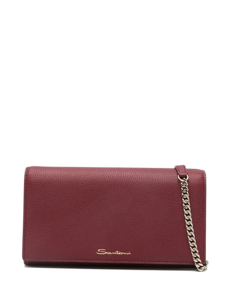  Santoni Chain Leather Wallet - Red 