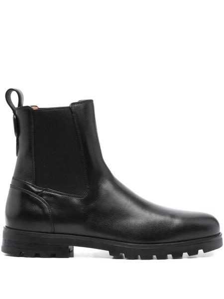  Santoni Elastic-panel Leather Boots - Black 