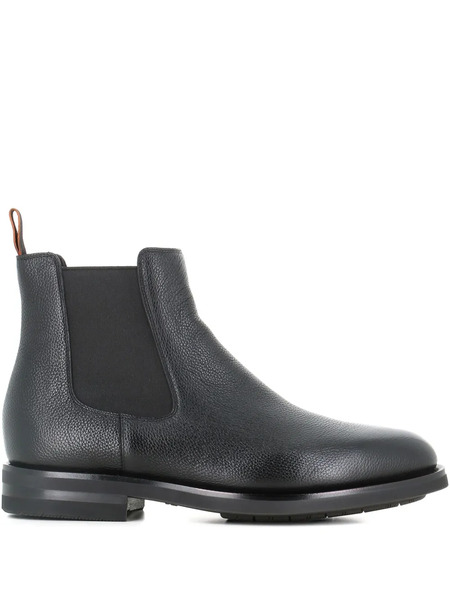  Santoni Elastic-panel Leather Boots - Black 