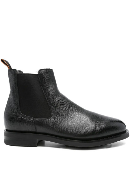  Santoni Elastic-panel Leather Boots - Black 