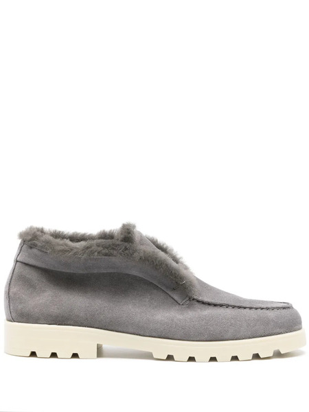 Santoni Fur-trim Suede Desert Boots - Grey 