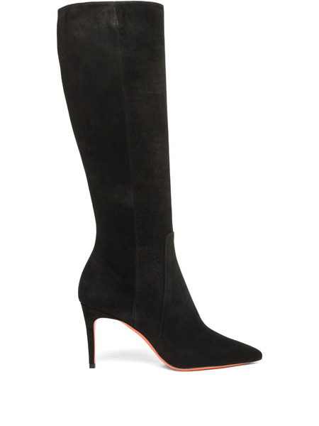  Santoni High-heel Suede Boots - Black 