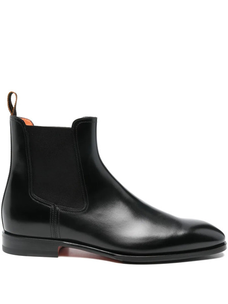  Santoni Leather Chelsea Boots - Black 