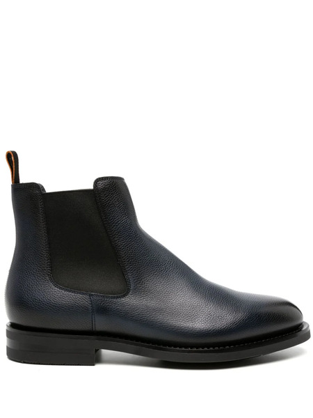  Santoni Leather Chelsea Boots - Blue 