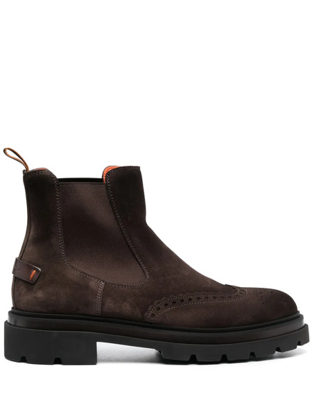  Santoni Leather Chelsea Boots - Brown 